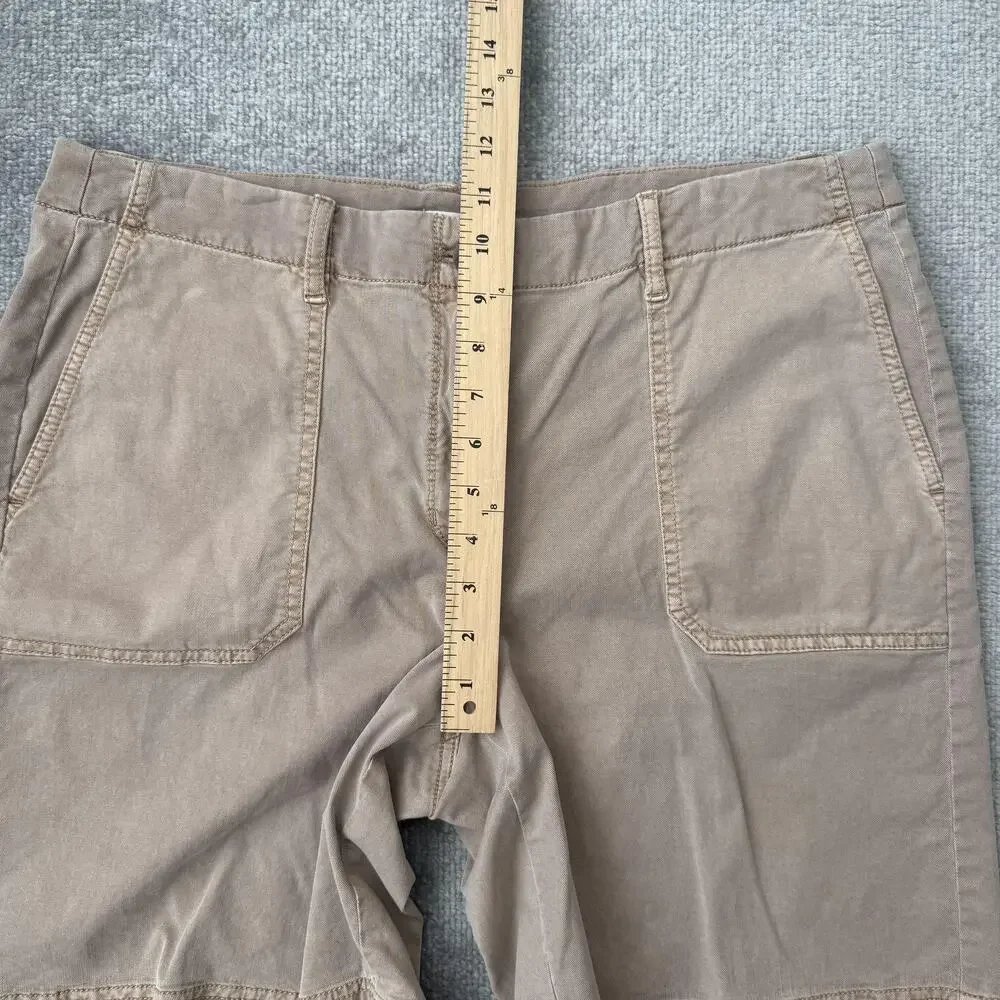 J Jill Shorts Womens 14 Beige Chino Twill Stretch Casual Flat Front Pockets